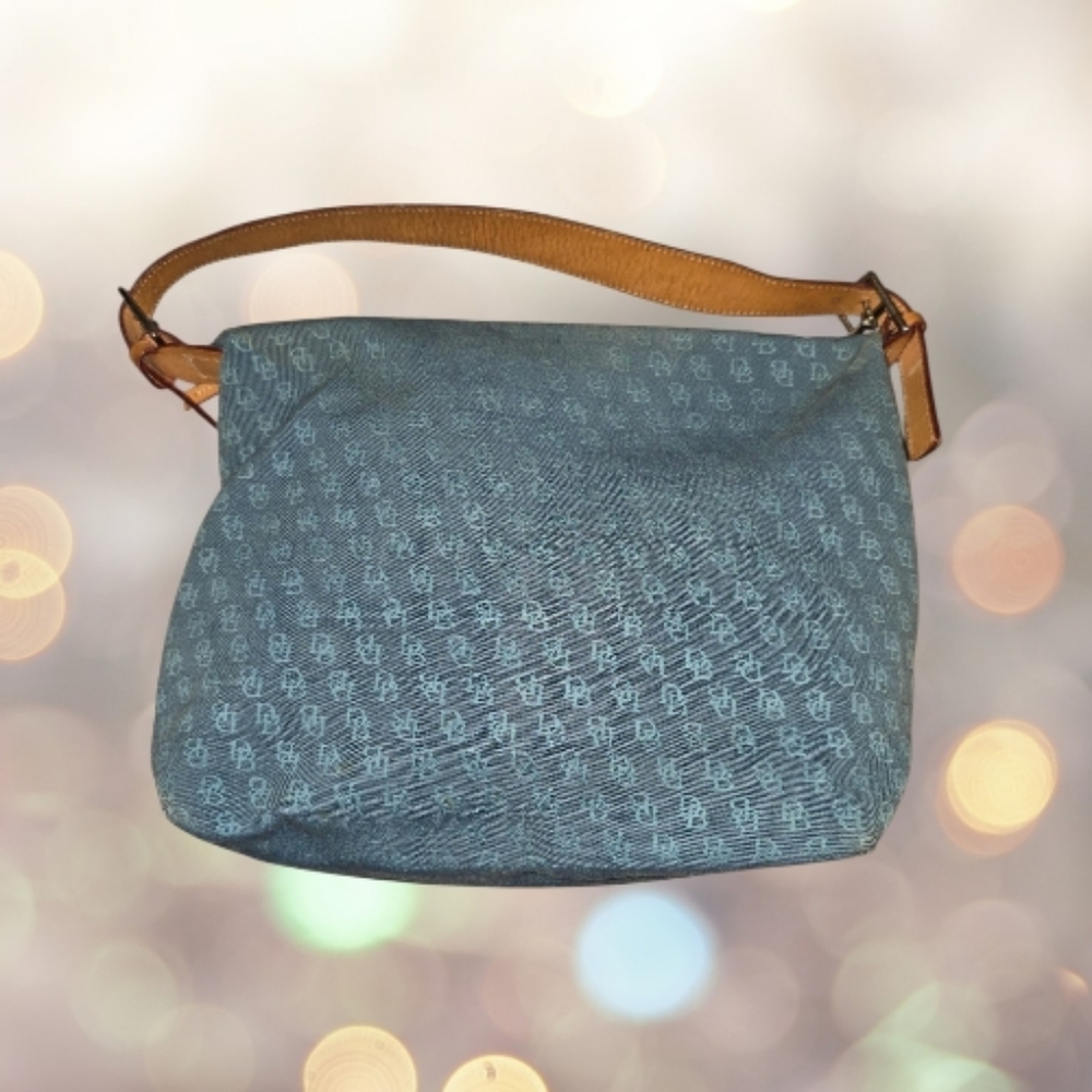 SOLD Dooney & Bourke Denim & Leather Hobo Shoulder Bag Project Purse AS-IS - Picture 1 of 10